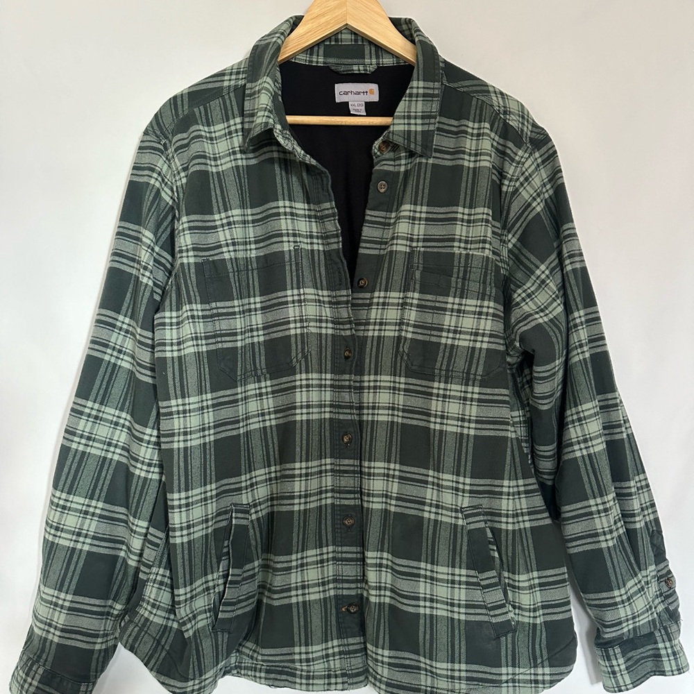 CARHARTT Rugged Flex Flannel Fleece Lined Plaid Shacket Boys - Size XXL (20)